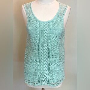 Alya Mint Green Crochet SZ S Cottagecore Boho Chic Whimsical Coastal Cowgirl Top